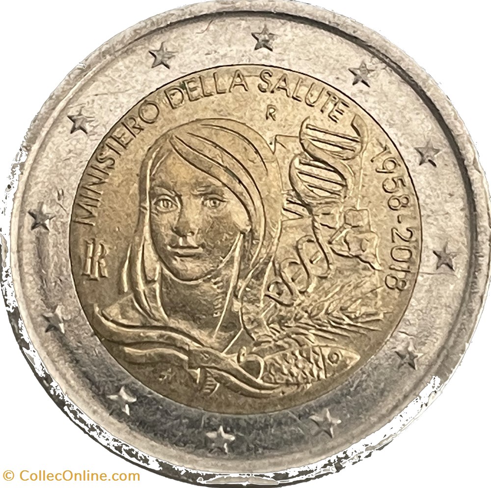 monnaies 2 euros 60e anniversaire de la creation du ministere italien de la sante 2018