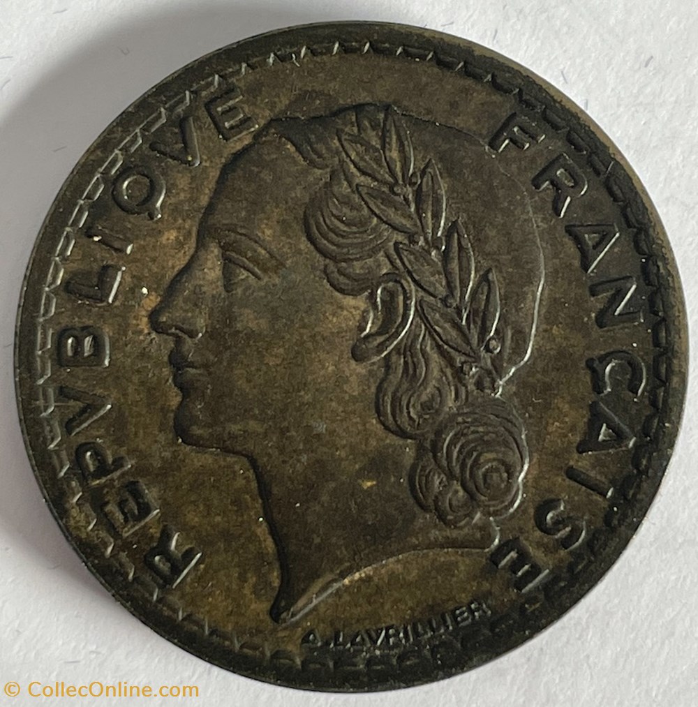 5 francs Lavrillier 1945 monnaies monde france 5 francs lavrillier 1945