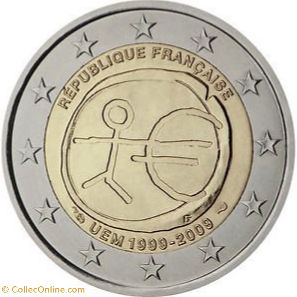 monnaies france 2 euros 10e anniversaire de union economique et monetaire