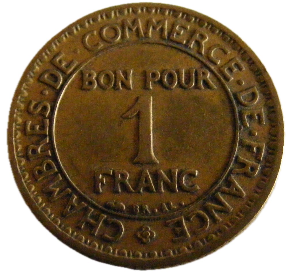 1 Franc Chambres de commerce 1927 monnaies monde france 1 franc chambres de commerce 1927