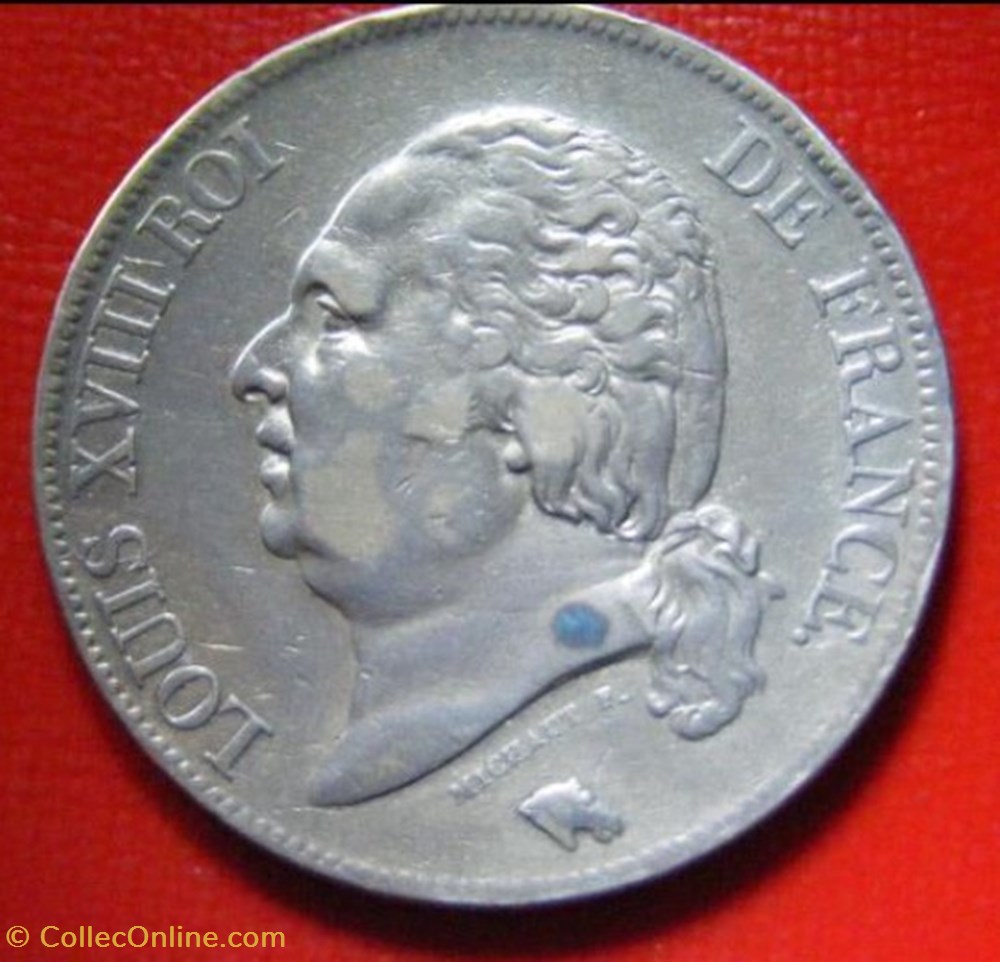 5 francs Louis XVIII buste nu monnaies monde france 5 francs louis xviii buste nu
