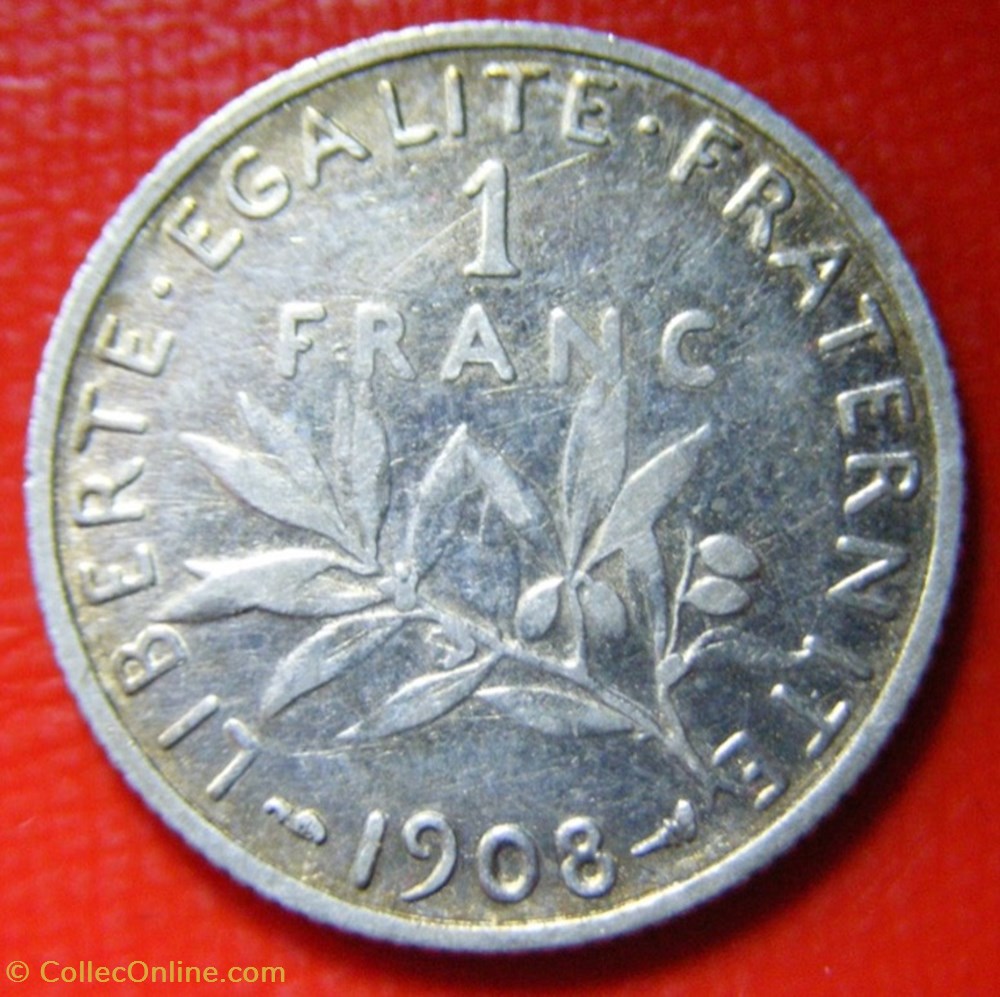 monnaies monde france 1 francs semeuse 1908