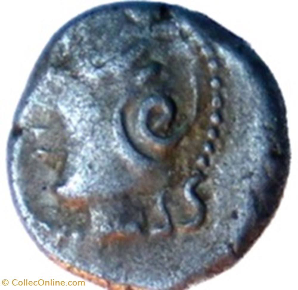 Quinaire KALETEDOY à la demi-rouelle monnaies antiques celtes quinaire kaletedoy a la demi rouelle