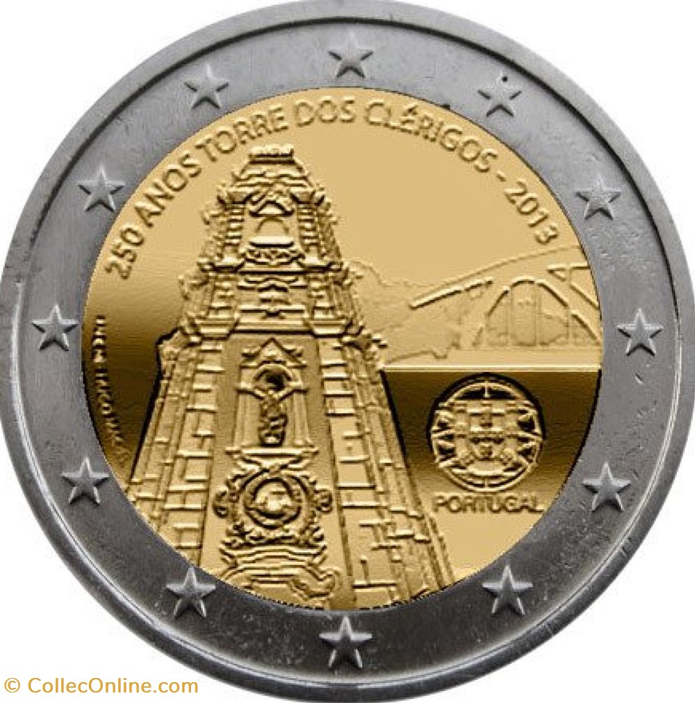 2 Euros 250e anniversaire de la construction de la Tour des Clercs 2013 monnaies portugal 2 euros 250e anniversaire de la construction de la tour des clercs 2013