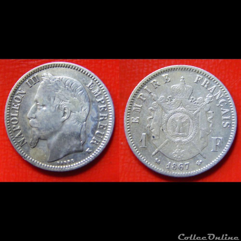 1 franc Napoléon III, tête laurée 1867 Bordeaux monnaies monde france 1 franc napoleon iii tete lauree 1867 bordeaux
