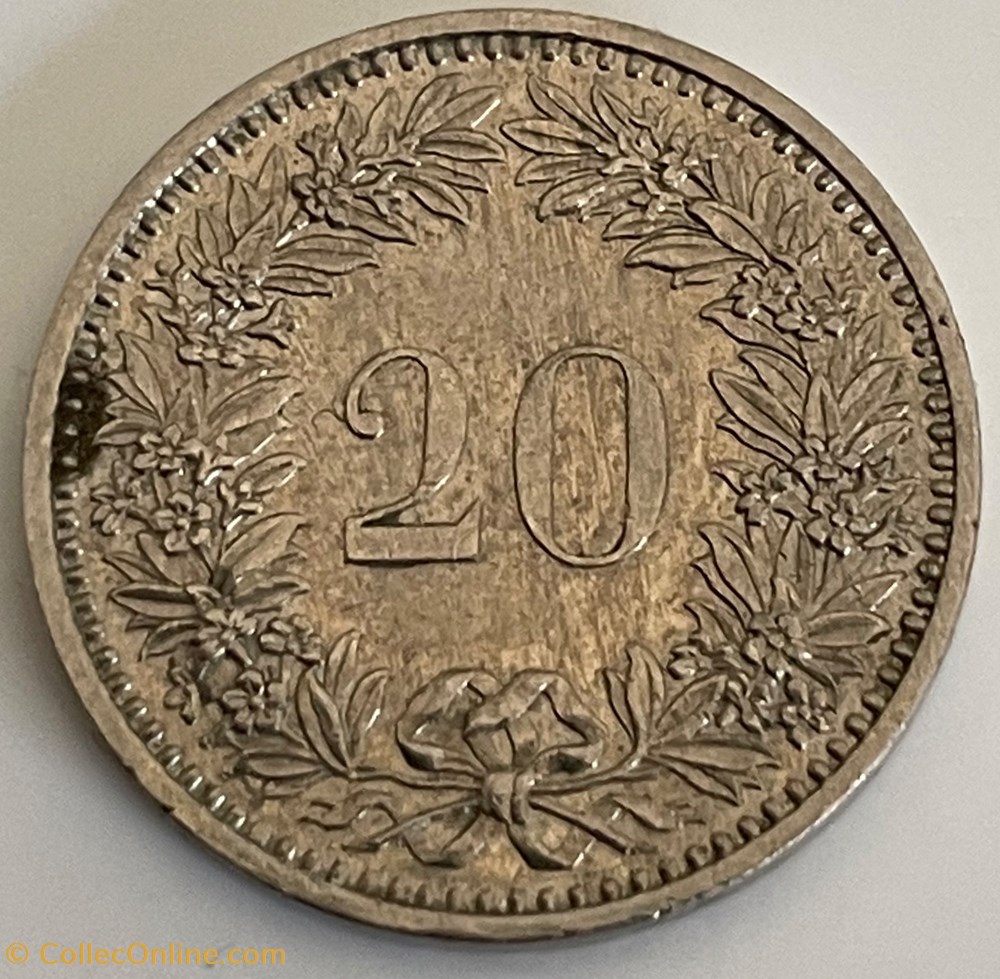 Suisse 20 centimes Tête de Libertas cupronickel 1985 monnaies monde suisse 20 centimes tete de libertas cupronickel 1985