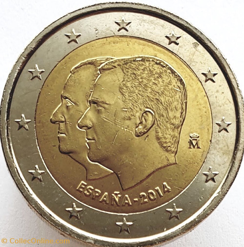 2 Euros Abdication du Roi Juan Carlos Ier & accession au trône du roi Felipe VI 2014 monnaies espagne 2 euros abdication du roi juan carlos ier accession au trone du roi felipe vi 2014