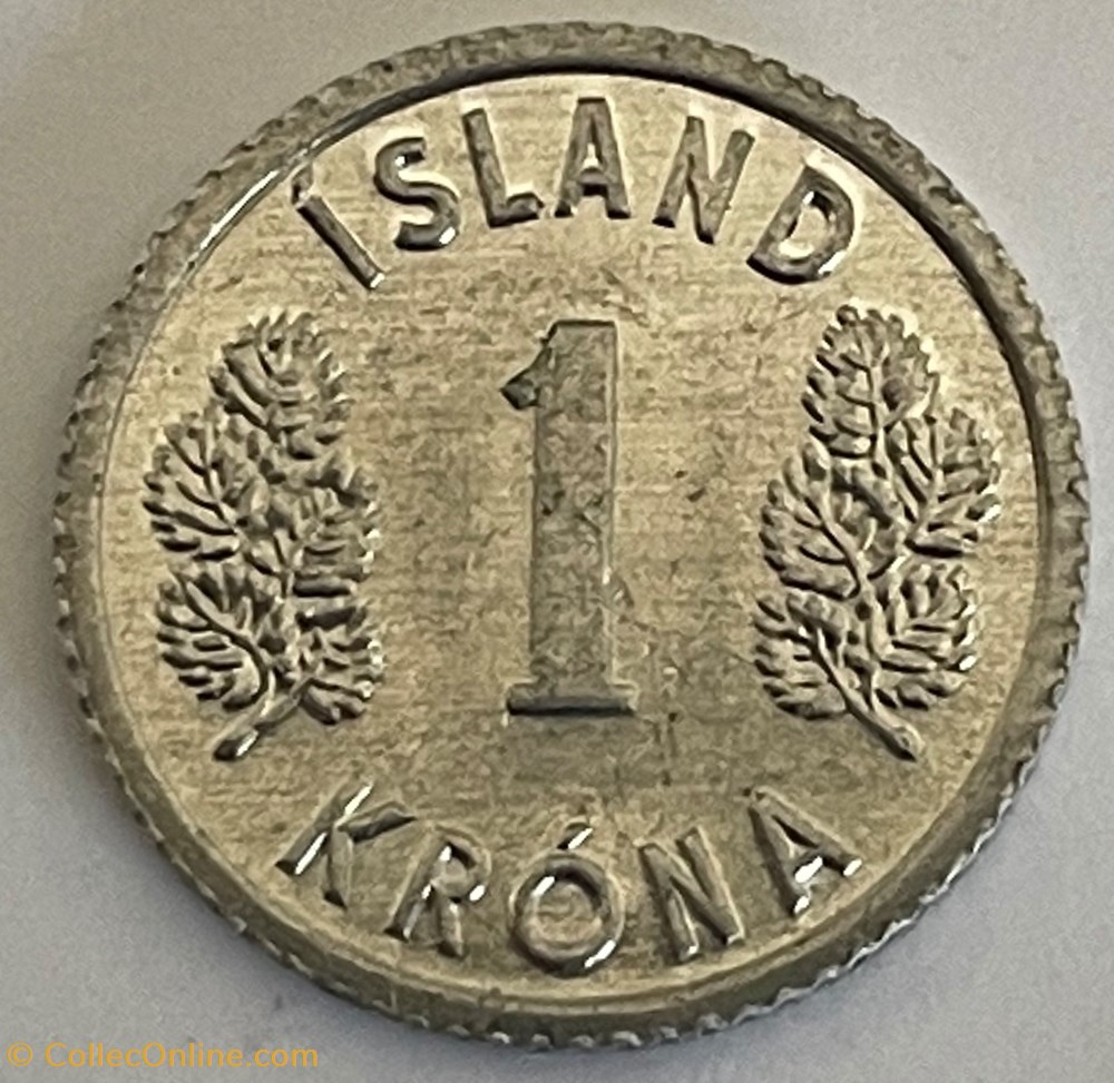Islande -1 króna 1977 monnaies monde islande 1 krona 1977