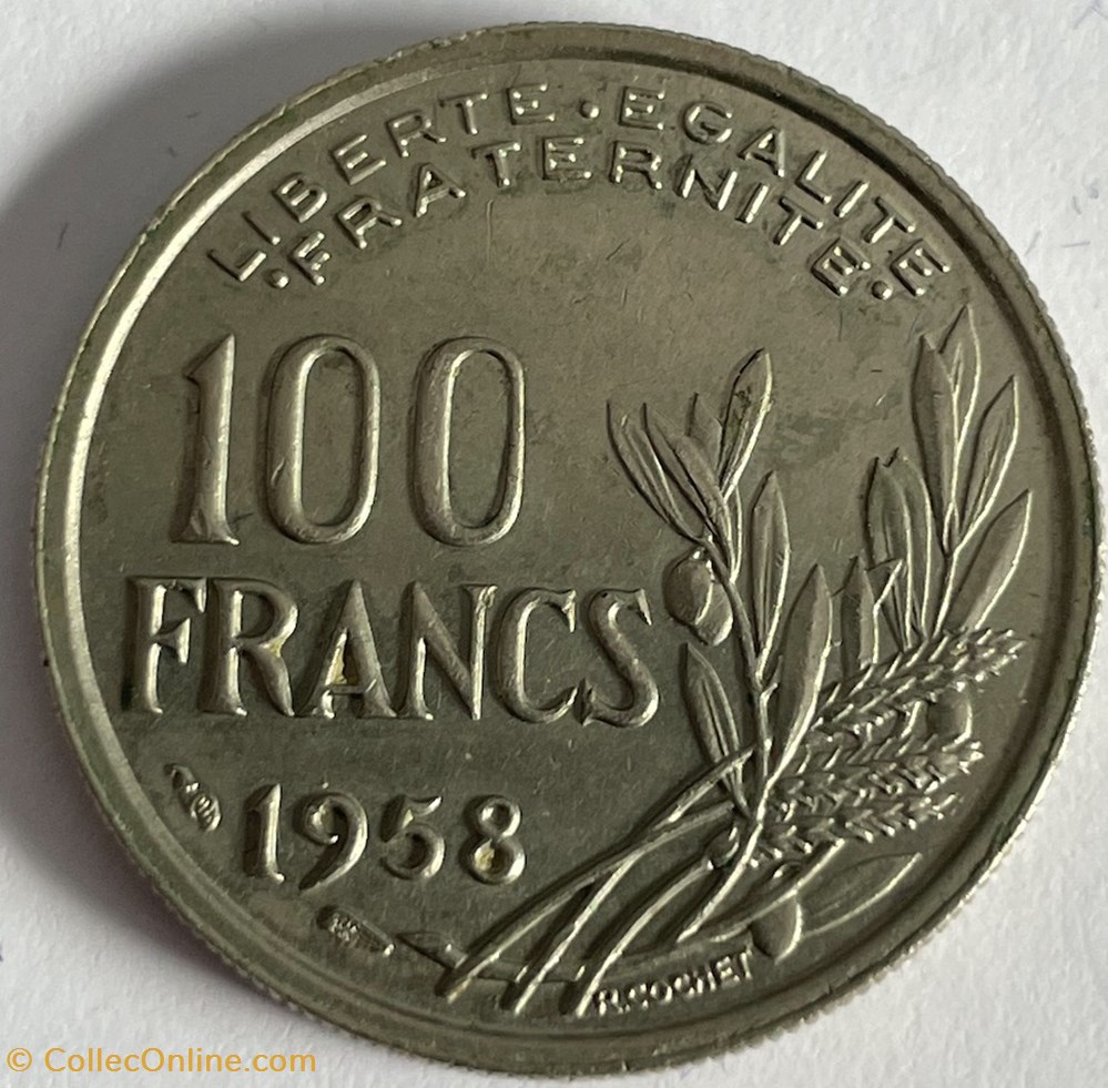 monnaies monde france 100 francs cochet 1958
