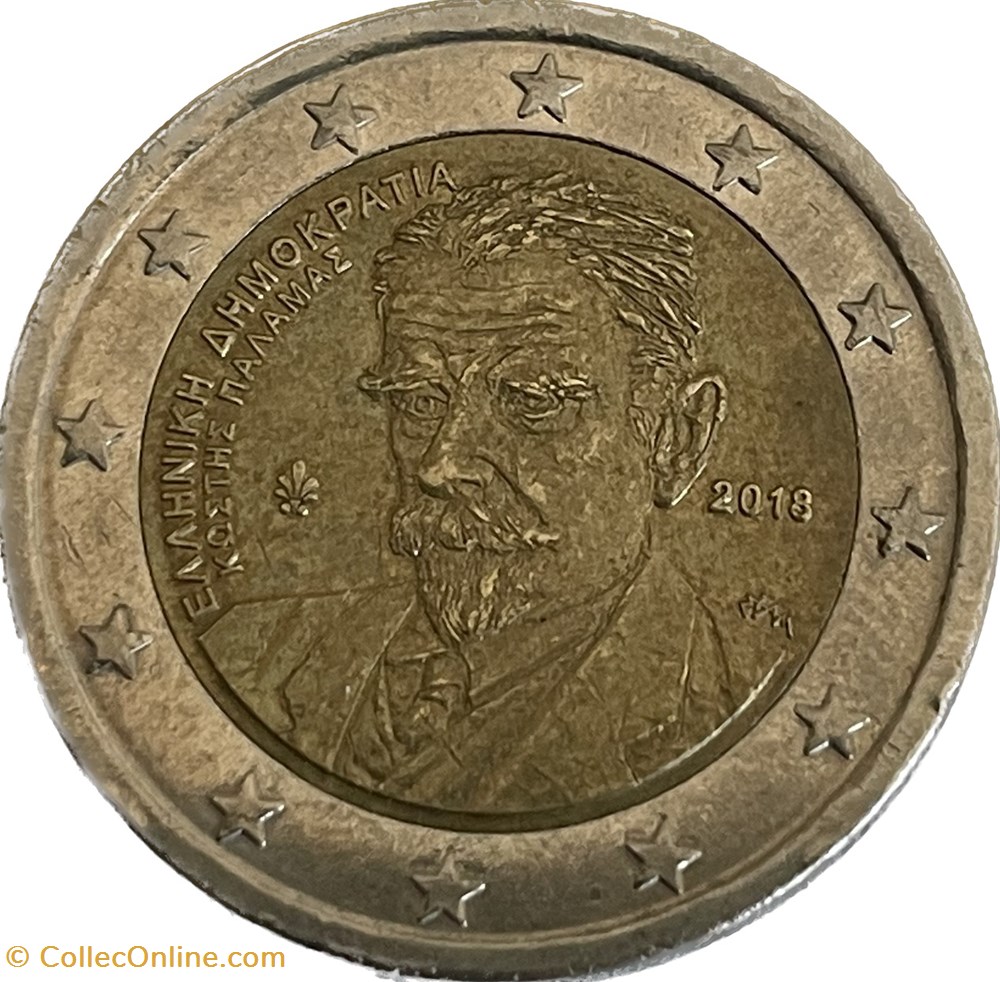 2 euros Kostís Palamás 2018 monnaies grece 2 euros kostis palamas 2018