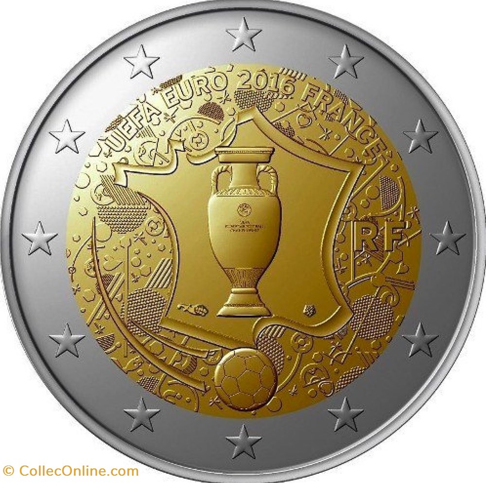 2 Euros Championnat d'Europe de football 2016 en France, du 10 juin au 10 juillet 2016 monnaies 2 euros championnat europe de football 2016 en france du 10 juin au 10 juillet 2016
