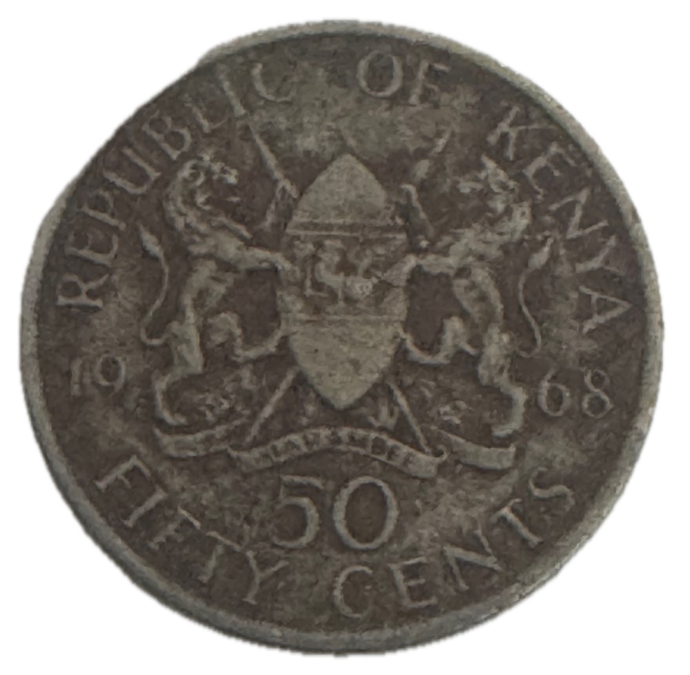 monnaies monde kenya 50 cents jomo kenyatta sans legende 1968