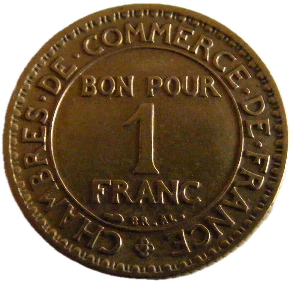 1 Franc Chambres de commerce 1925 monnaies monde france 1 franc chambres de commerce 1925