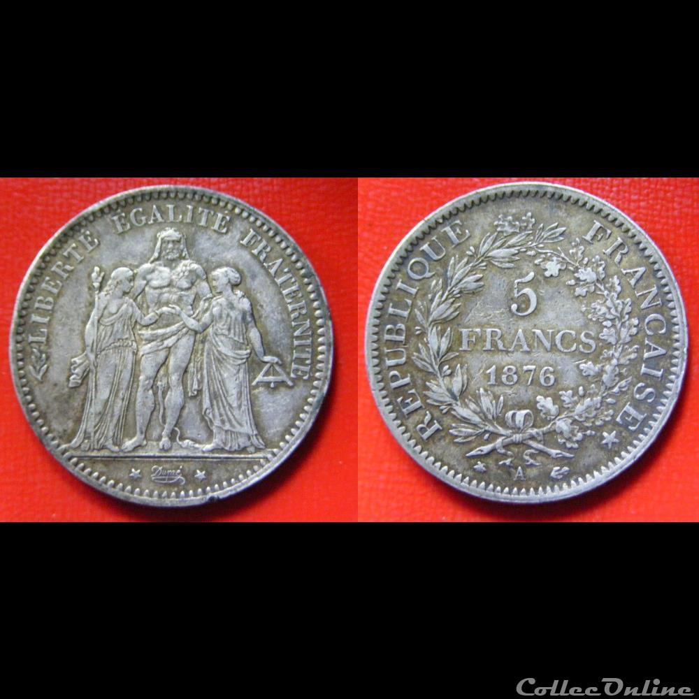 5 Francs Hercule 1876 A Coins World France Troisième République