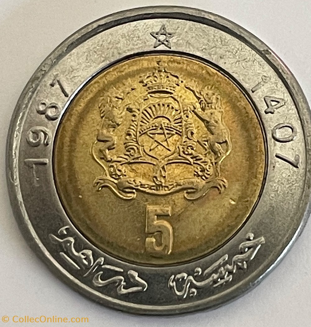 Maroc - 5 dirhams Hassan II bimétallique 1987 monnaies monde maroc 5 dirhams hassan ii bimetallique 1987