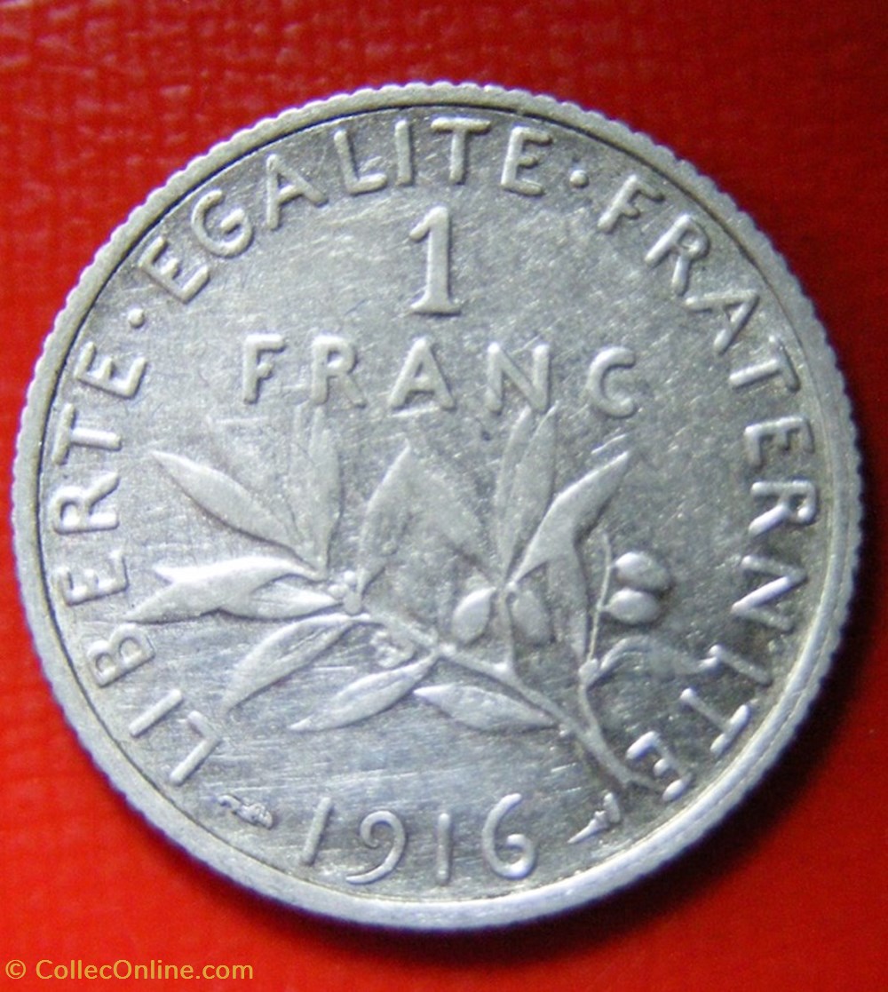 monnaies monde france 1 francs semeuse 1916