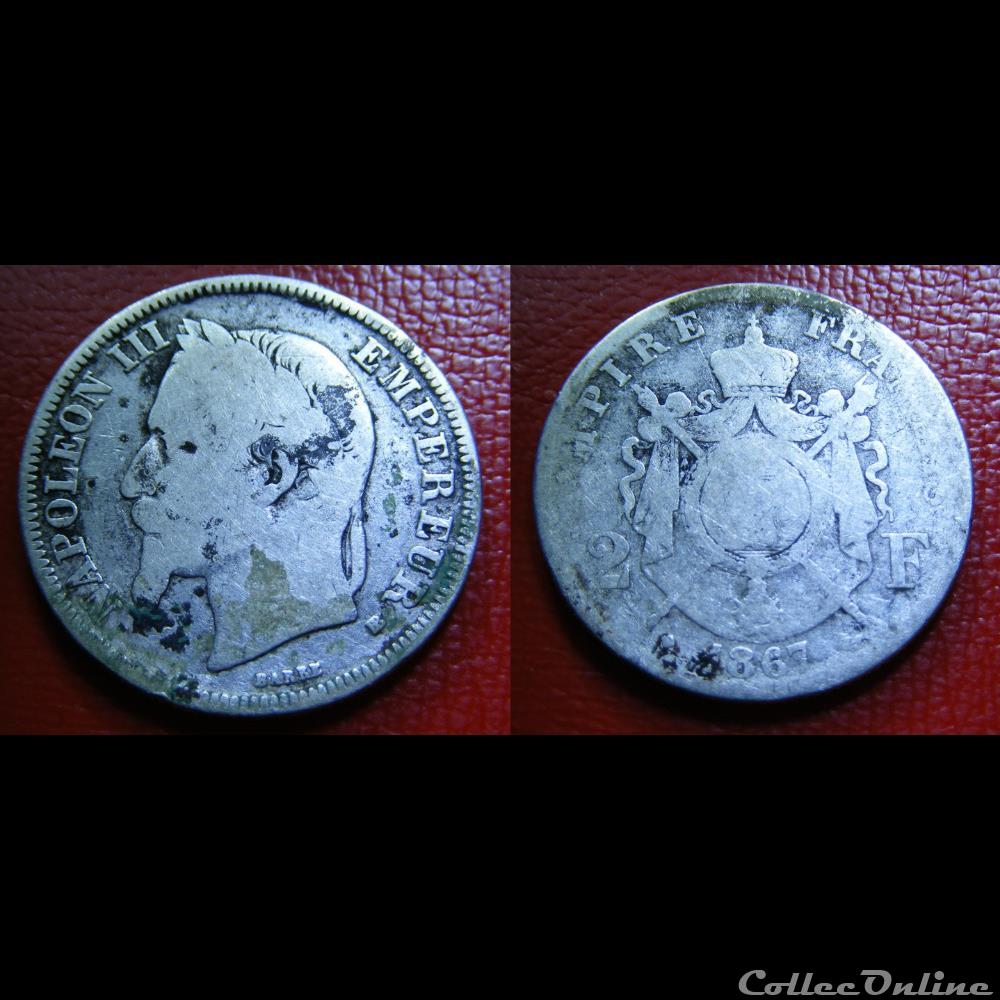 2 francs - 1867 BB monnaies monde france 2 francs 1867 bb