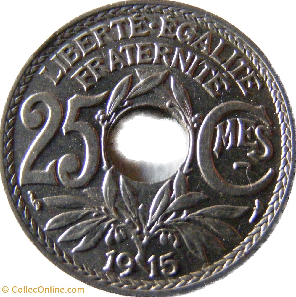 25 centimes Lindauer, Cmes souligné 1915 monnaies monde france 25 centimes lindauer cmes souligne 1915