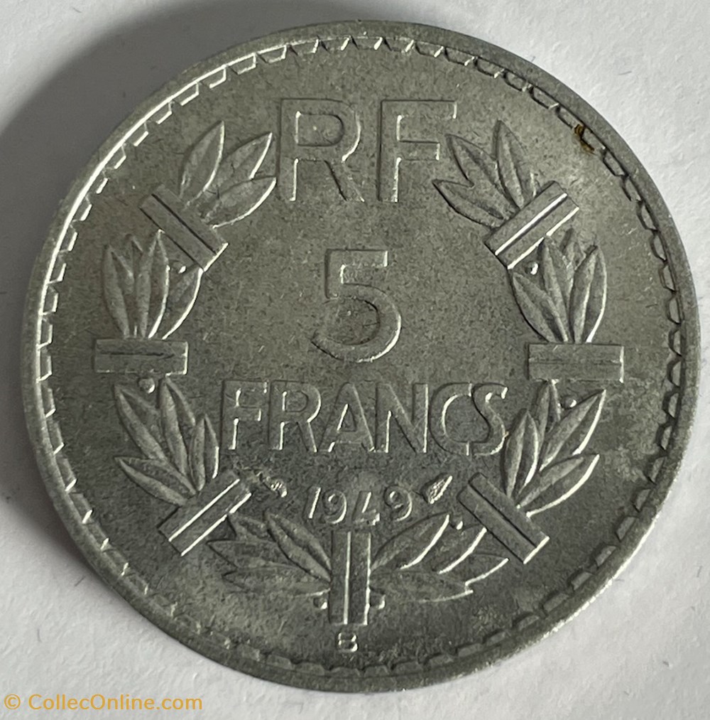 monnaies monde france 5 francs lavrillier 1949 b