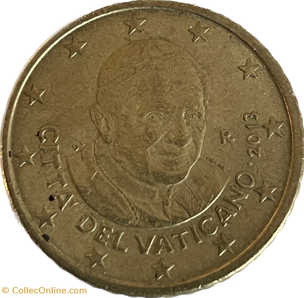50 cents d'euro Benoît XVI 2e carte 2013 monnaies euros vatican 50 cents euro benoit xvi 2e carte 2013