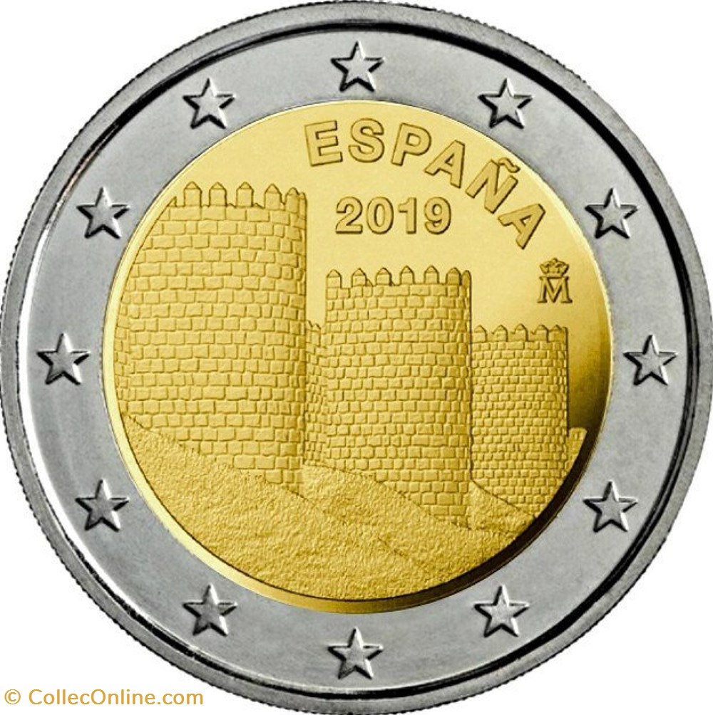 2 Euros Centre historique d'Ávila et ses églises extra-muros 2019 monnaies espagne 2 euros centre historique avila et ses eglises extra muros 2019