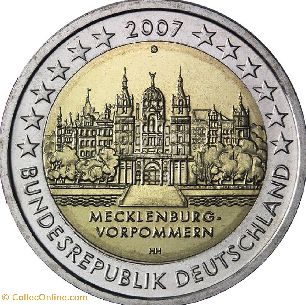 monnaies allemagne 2 euros presidence du mecklembourg pomeranie occidentale 2007 d munich