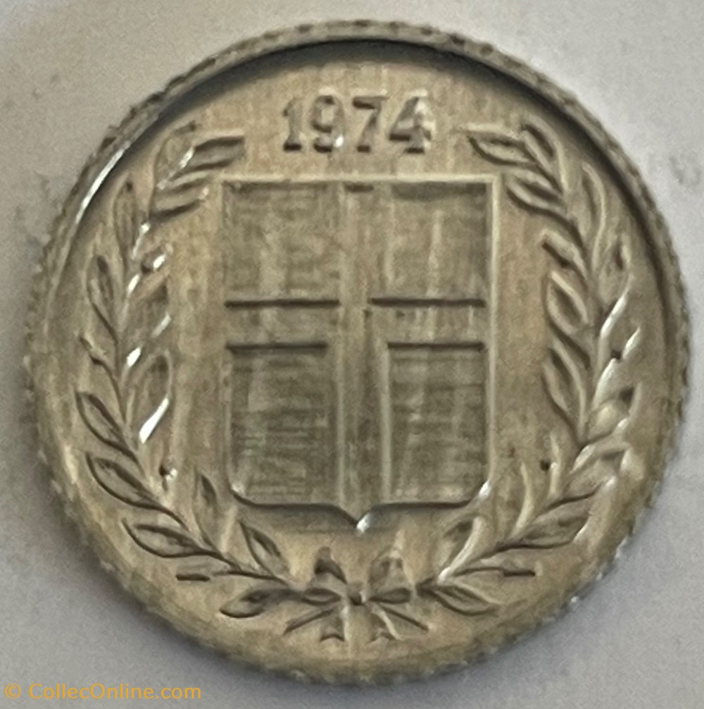 Islande -10 aurar 1974 monnaies monde islande 10 aurar 1974