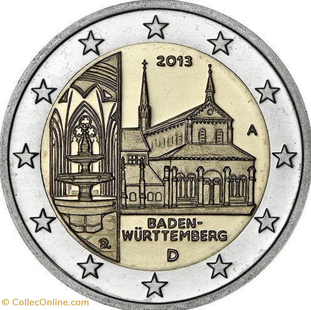2 Euros présidence du Bade-Wurtemberg au Bundesrat 2013 J Hambourg monnaies allemagne 2 euros presidence du bade wurtemberg au bundesrat 2013 j hambourg