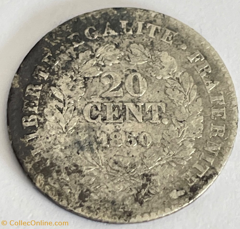 20 centimes Cérès, IIe République 1850 Paris monnaies monde france 20 centimes ceres iie republique 1850 paris