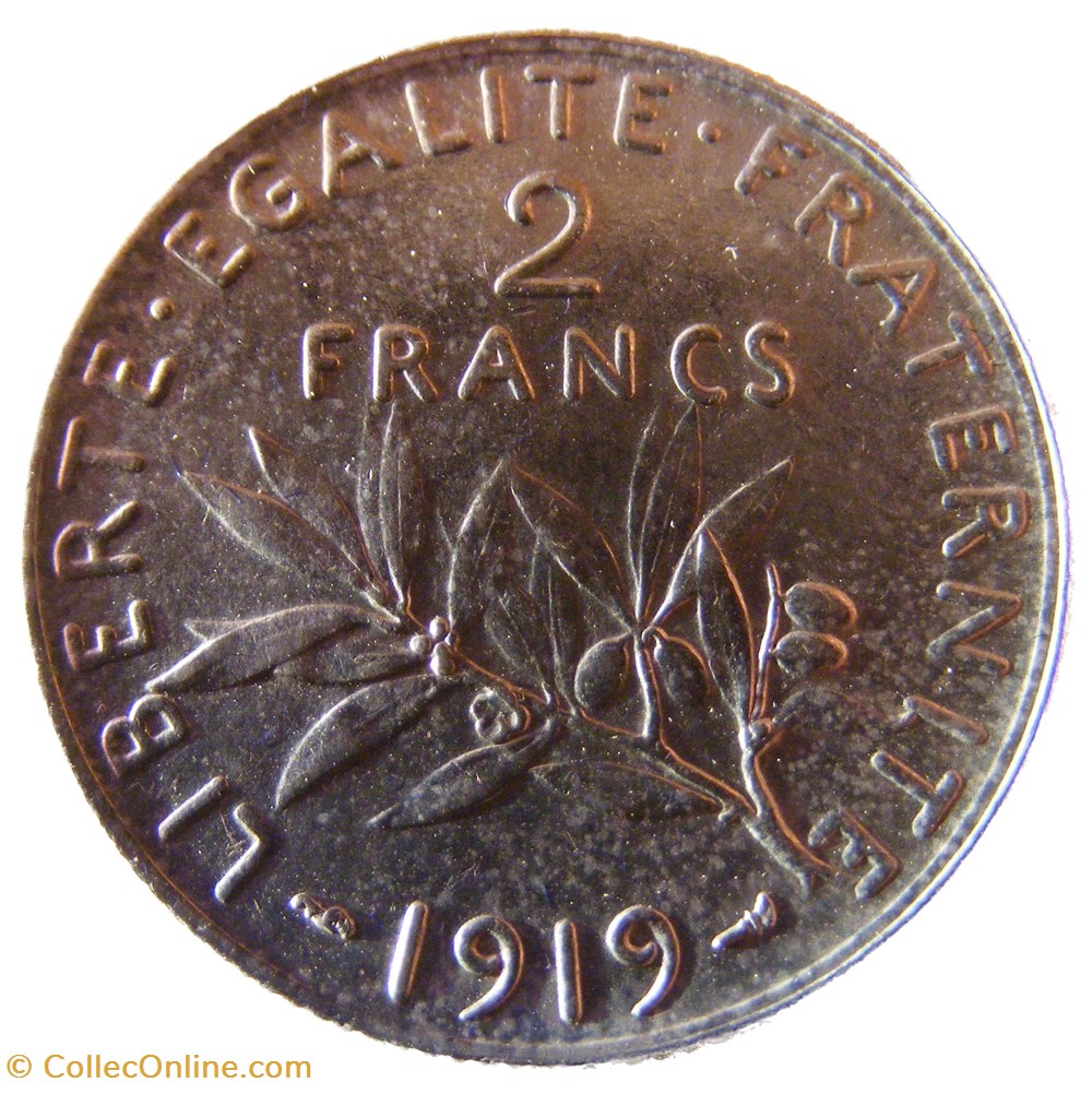 2 francs Semeuse 1919 monnaies monde france 2 francs semeuse 1919
