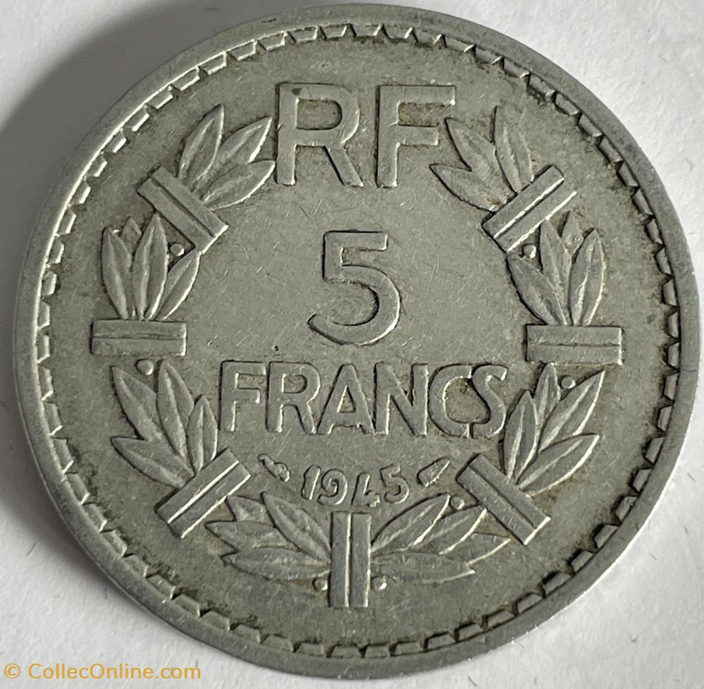 monnaies monde france 5 francs lavrillier 1945
