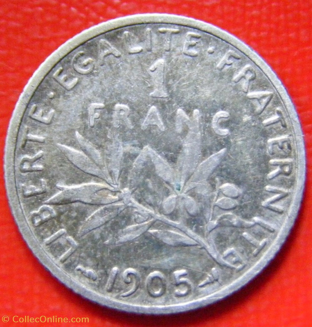 monnaies monde france 1 francs semeuse 1905