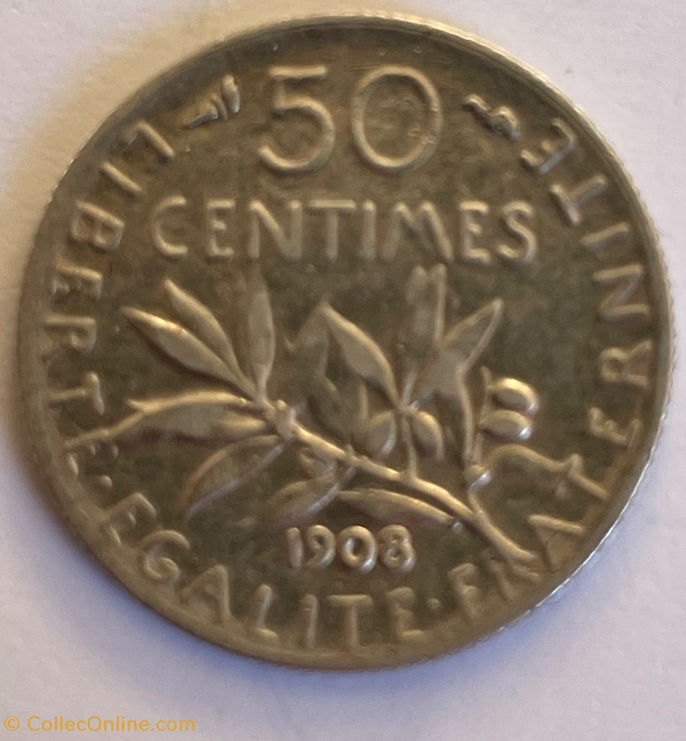monnaies monde france 50 centimes semeuse 1908