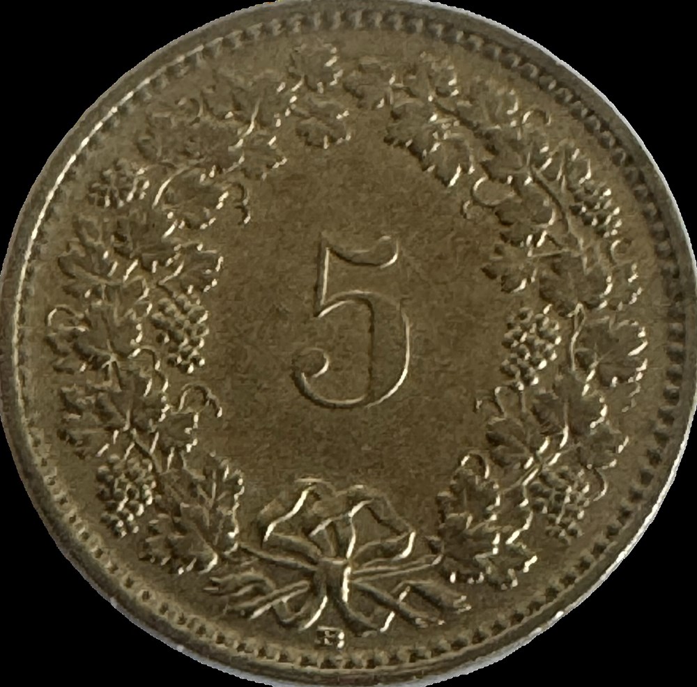 Suisse 5 centimes Tête de Libertas 1997 B monnaies monde suisse 5 centimes tete de libertas 1997 b