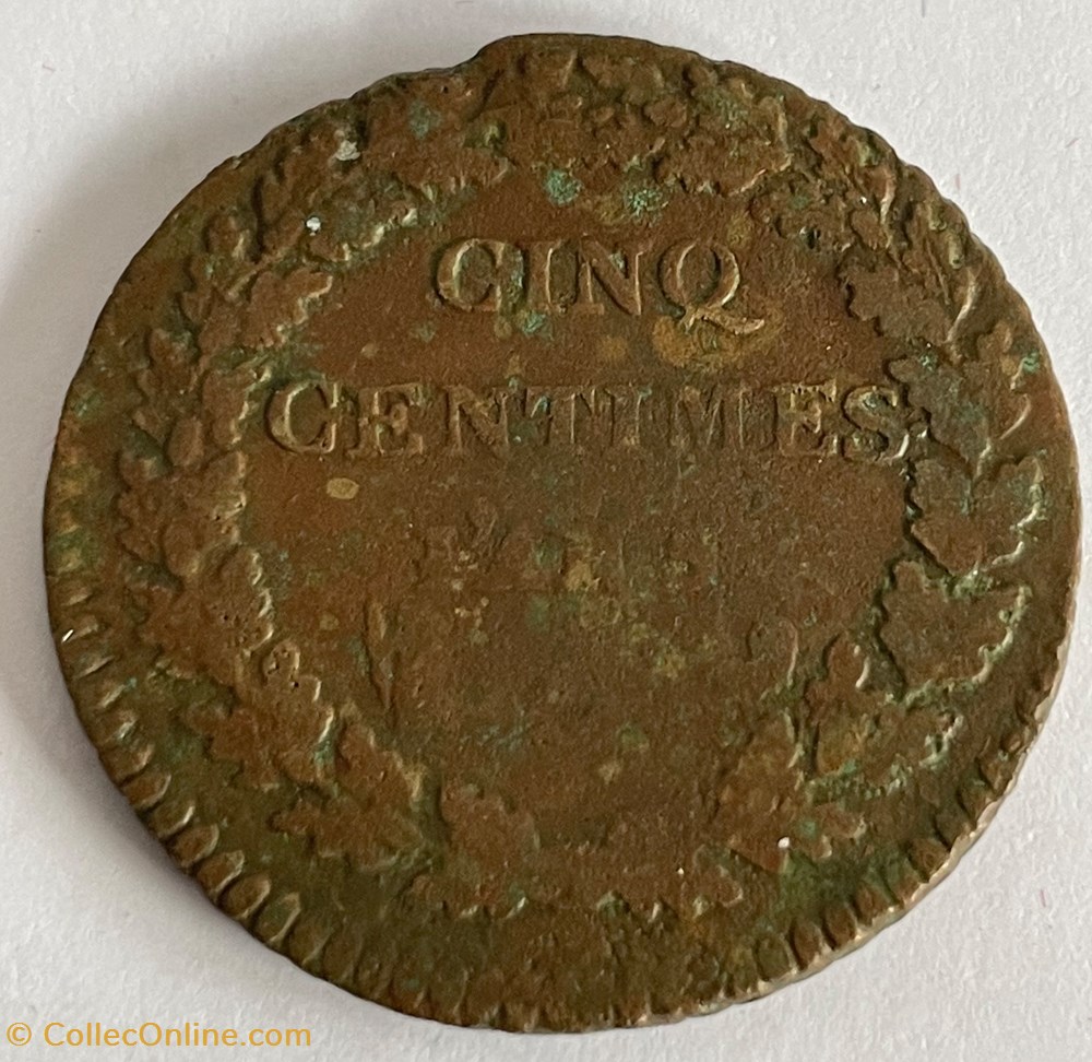 monnaies monde france 5 centimes dupre an5 r