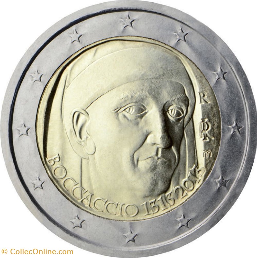 2 Euros 700e anniversaire de la naissance de l'écrivain italien Giovanni Boccaccio 2013 monnaies 2 euros 700e anniversaire de la naissance de ecrivain italien giovanni boccaccio 2013