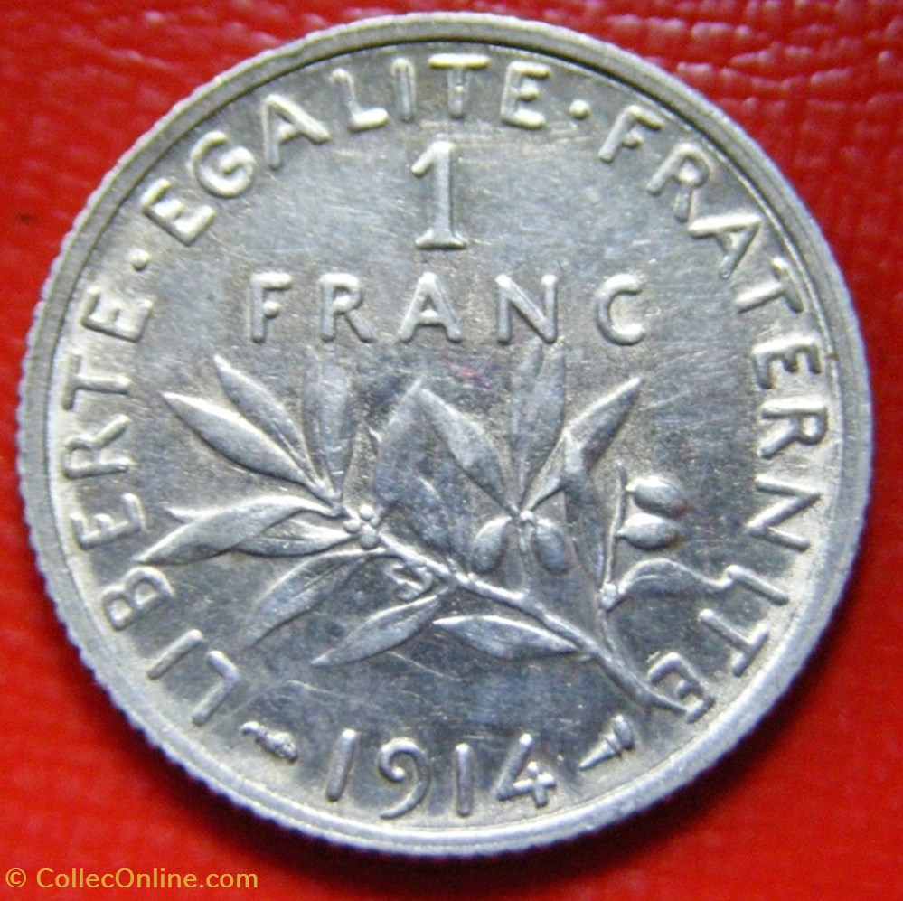 monnaies monde france 1 francs semeuse 1914