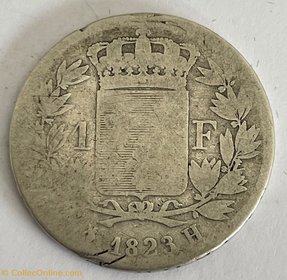 1 franc Louis XVIII 1823 La Rochelle monnaies monde france 1 franc louis xviii 1823 la rochelle