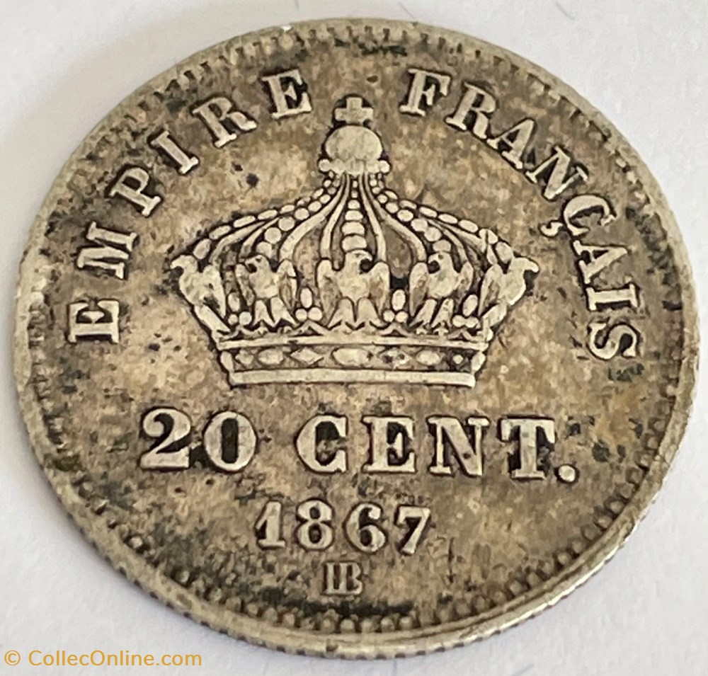 monnaies monde france 20 centimes iii napoleon tete lauree petit module 1866 stasbourg