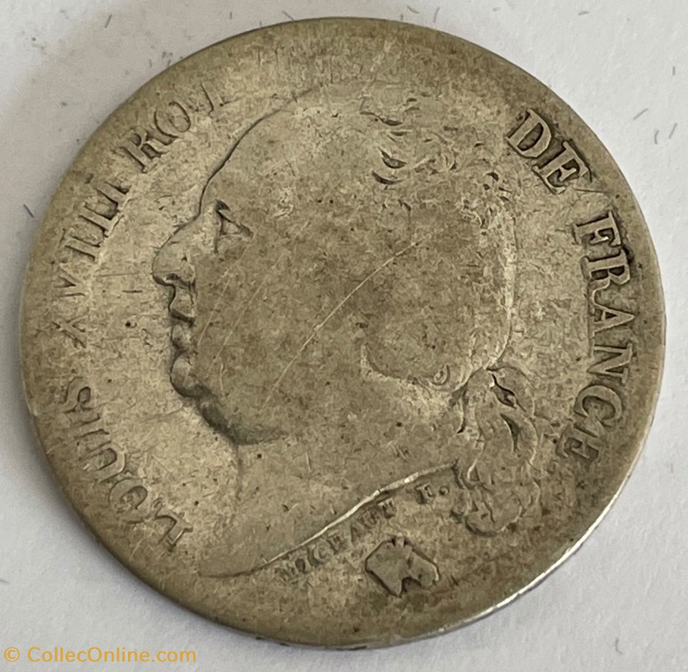 1 franc Louis XVIII 1824 Lille monnaies monde france 1 franc louis xviii 1824 lille