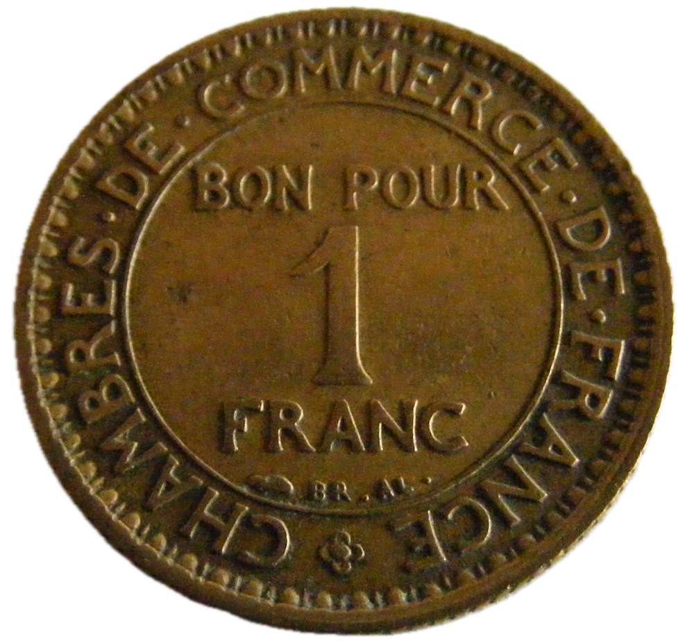 1 Franc Chambres de commerce 1920 monnaies monde france 1 franc chambres de commerce 1920