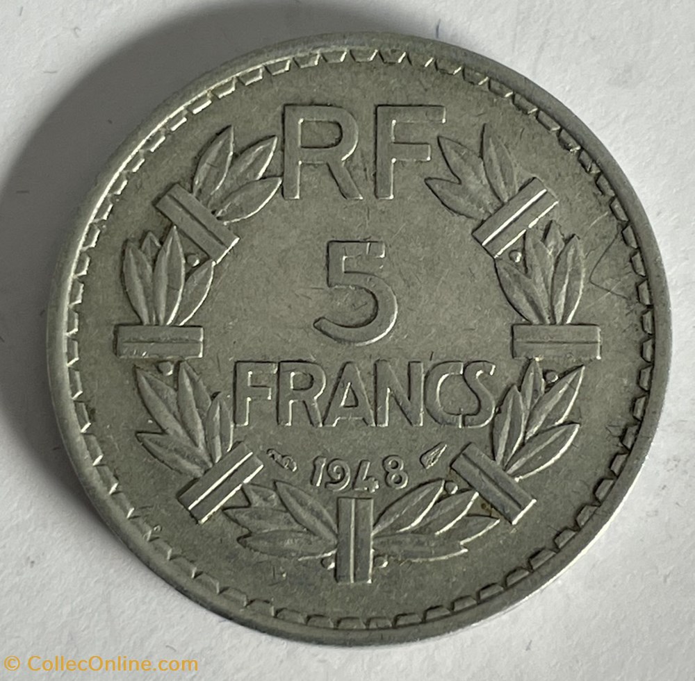 monnaies monde france 5 francs lavrillier 1948
