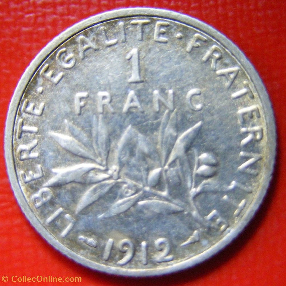 monnaies monde france 1 francs semeuse 1912