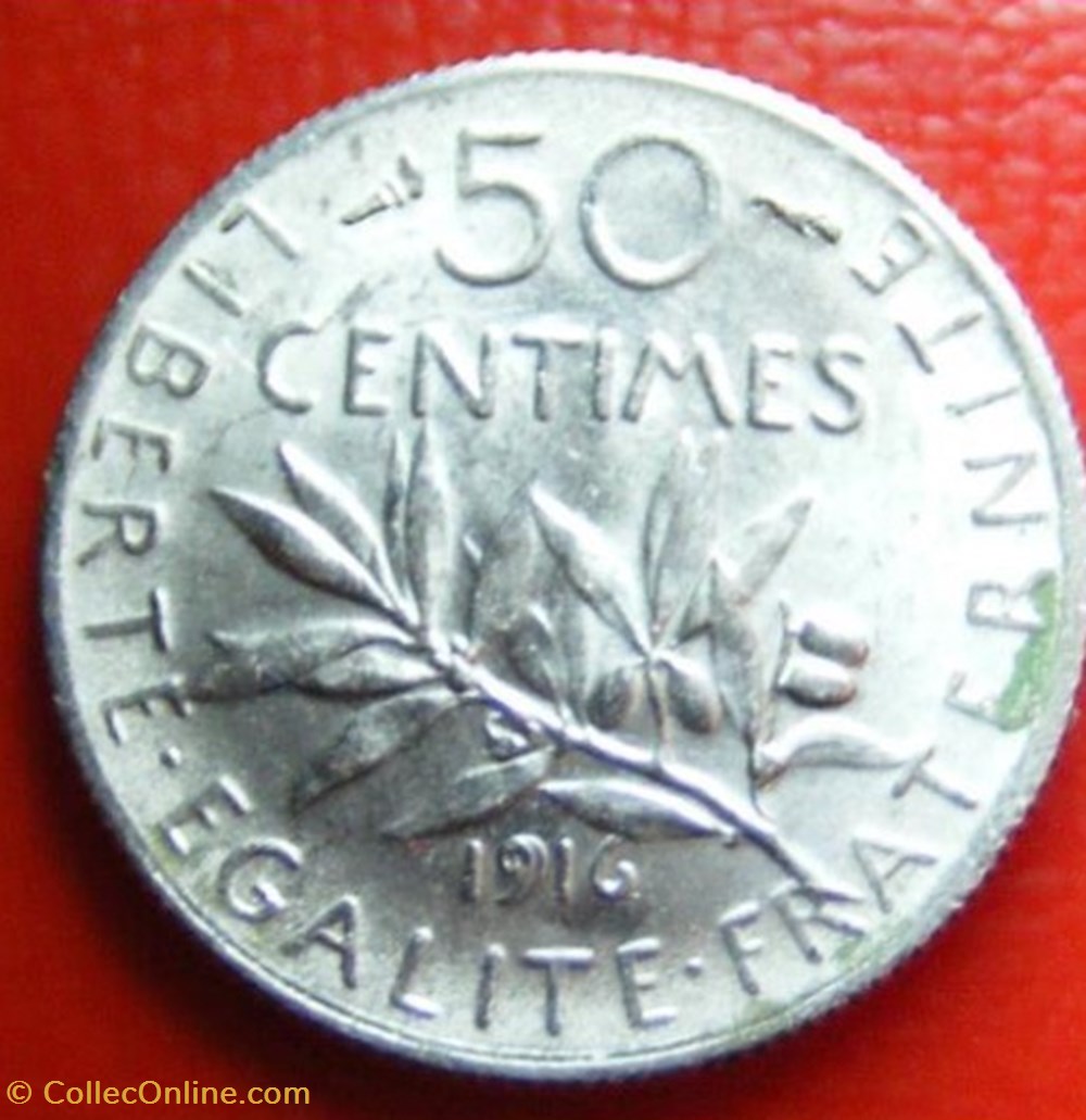 monnaies monde france 50 centimes semeuse 1916