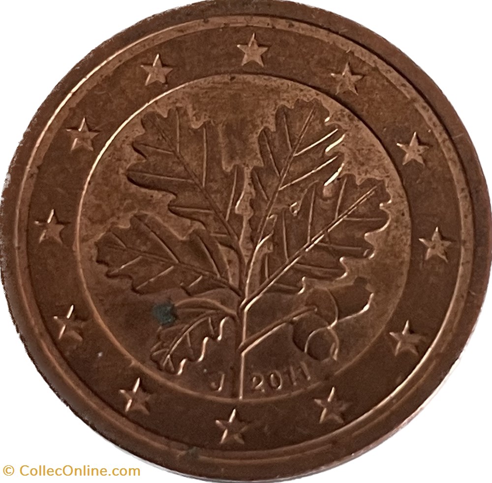 2 cents 2011 J Hambourg monnaies euros allemagne 2 cents 2011 j hambourg