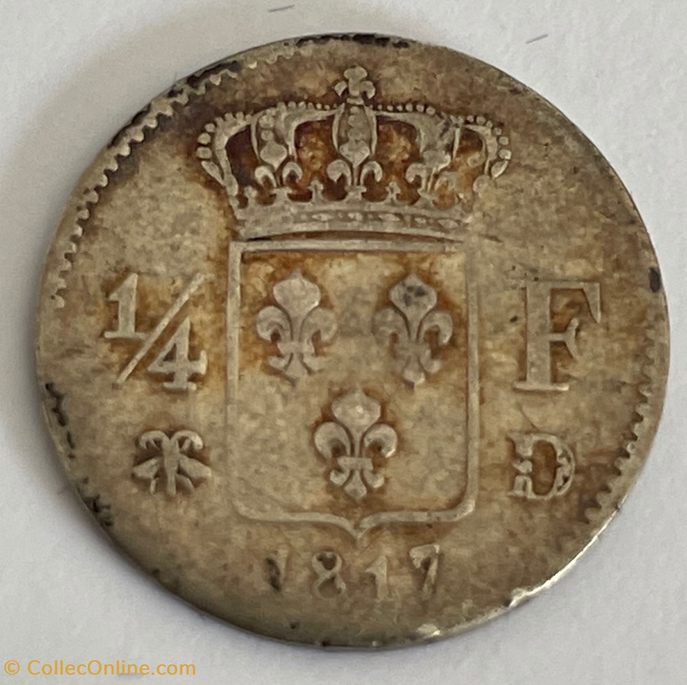 1/4 franc Louis XVIII 1817 Lyon monnaies monde france 1 4 franc louis xviii 1817 lyon