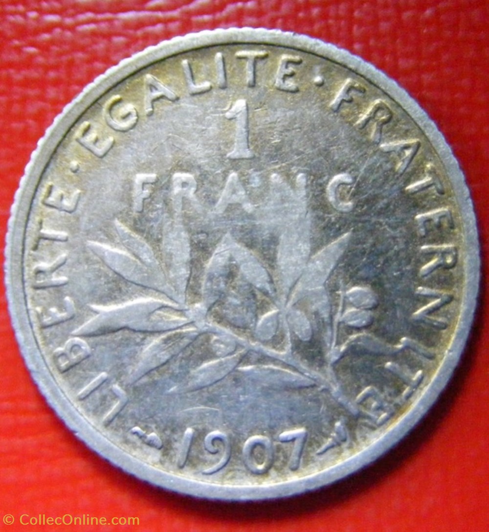 1 francs Semeuse 1907 monnaies monde france 1 francs semeuse 1907