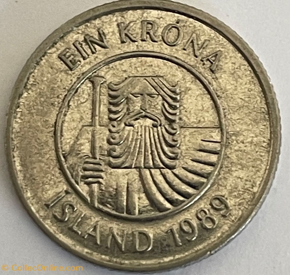 Islande -1 króna Magnétique 1989 monnaies monde islande 1 krona magnetique 1989
