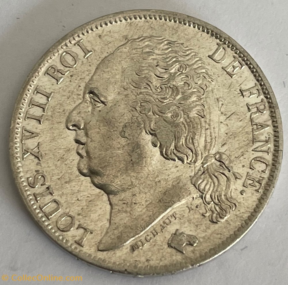 1 franc Louis XVIII 1822 Paris monnaies monde france 1 franc louis xviii 1822 paris