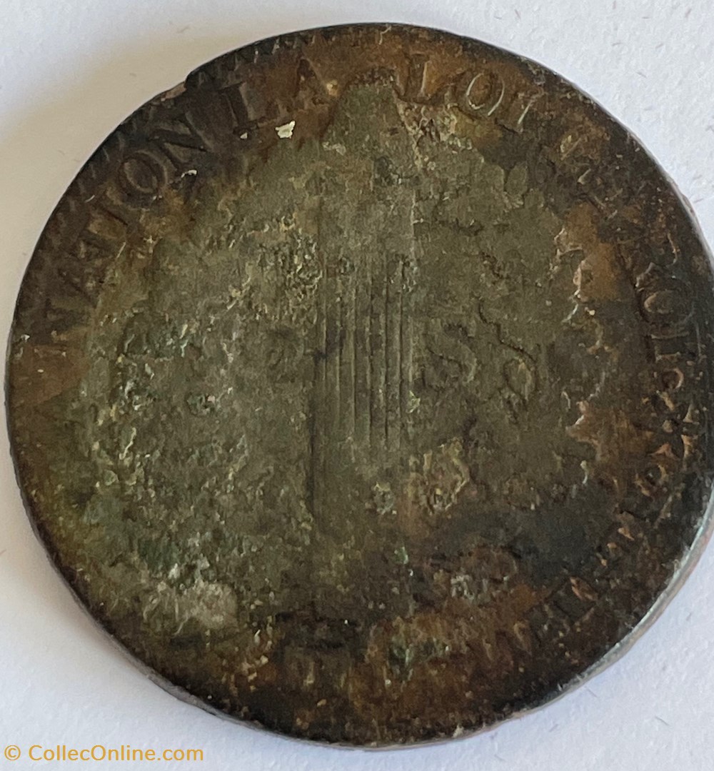 2 sols dit "au faisceau" type français 1792 Strasbourg monnaies monde france 2 sols dit au faisceau type francais 1792 strasbourg